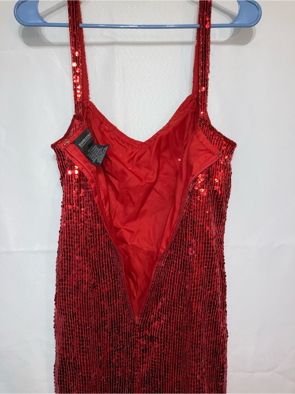 Expressions Red Sequin Strapless Slip Gown - Picture 7 of 7